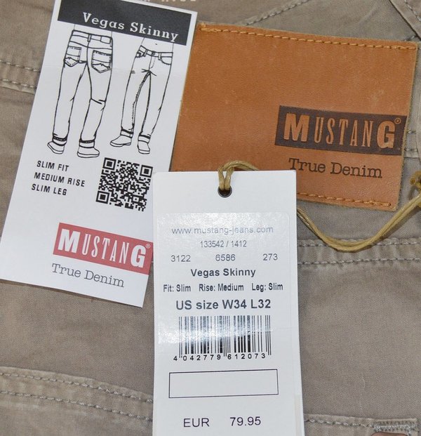 Mustang Jeanshosen Skinny Slim Fit Jeans Hose W31L34 Herren Jeans Hosen 10-1350