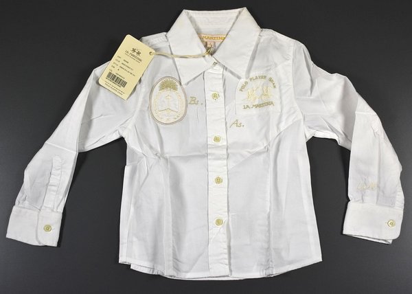 La Martina Kinder Hemd Gr.4 104-110 Weiß M-201 Kinder Blusen Hemden 2-1217