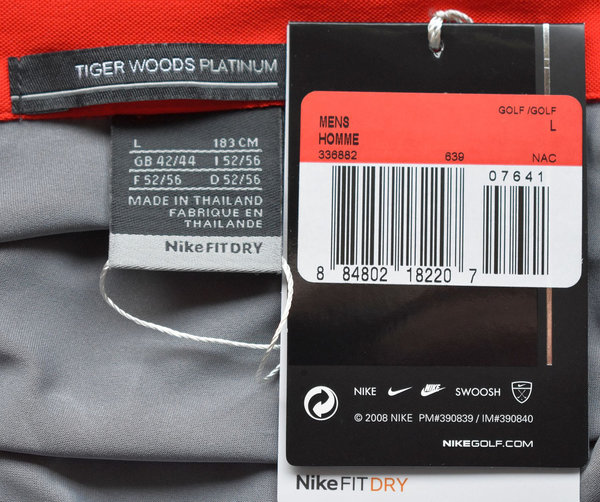 Nike Dri-FIT Tiger Woods Gefüttertes Herren Poloshirt Shirt Shirts 1-094